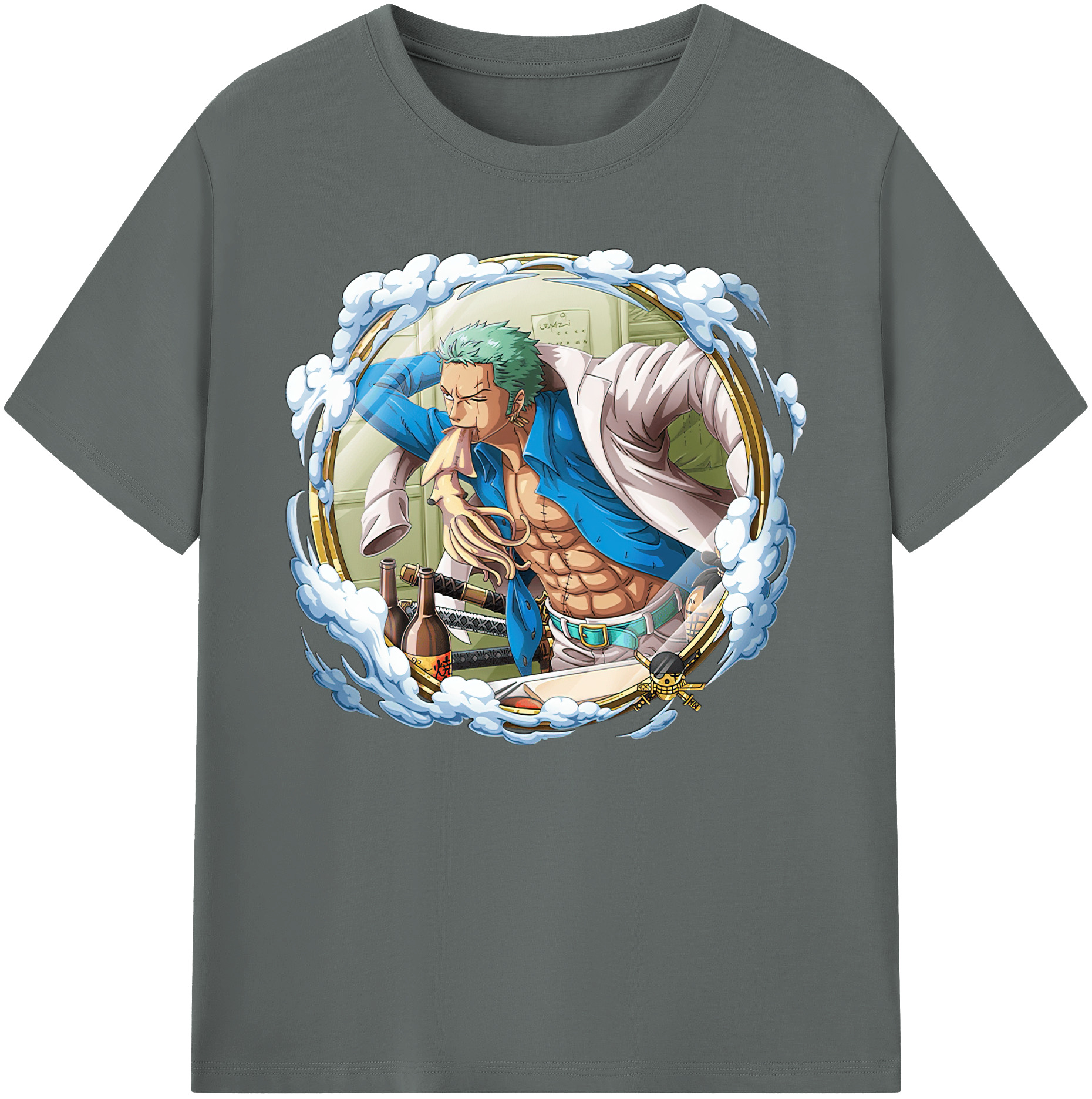 ワンピース ロロノア・ゾロ ONE PIECE Roronoa Zoro 綿100％ メンズ半袖Tシャツ｜肌触りやわらか＆通気性